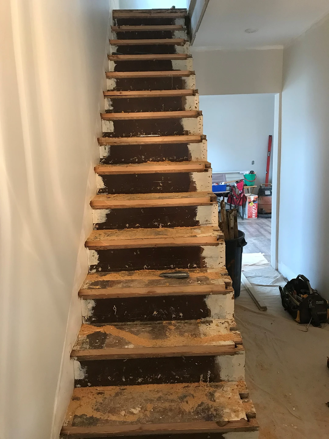 Staircase before installation of new treads.