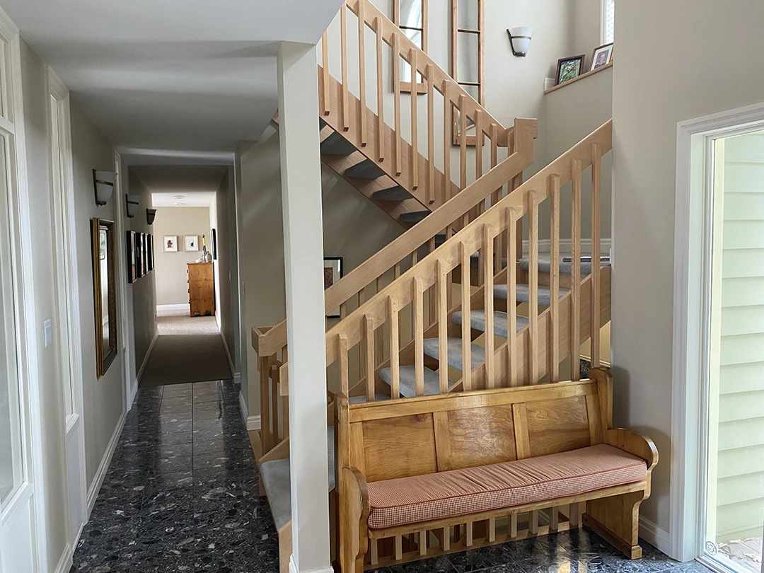 Upper landing before stair renovation.