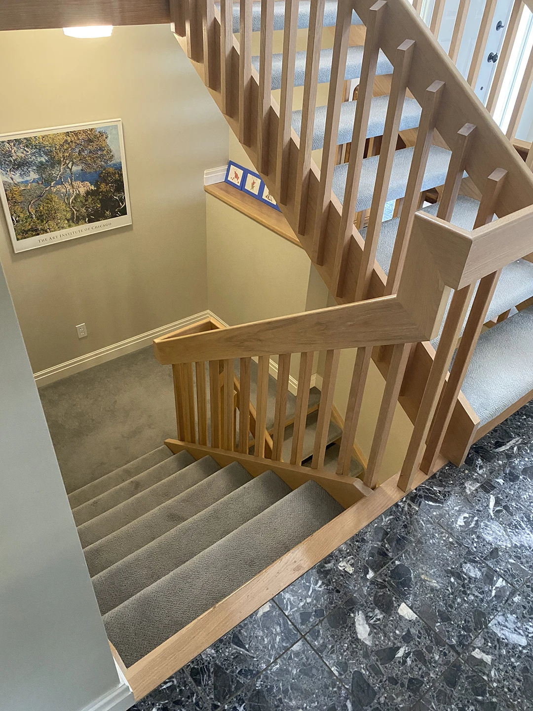 Staircase before hardwood tread installation.