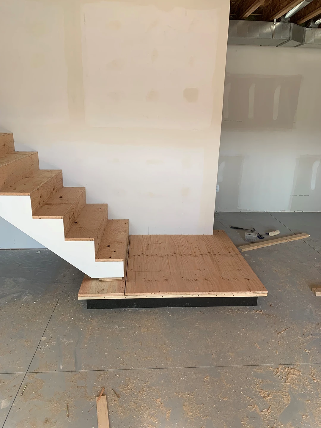 Existing staircase before renovation.